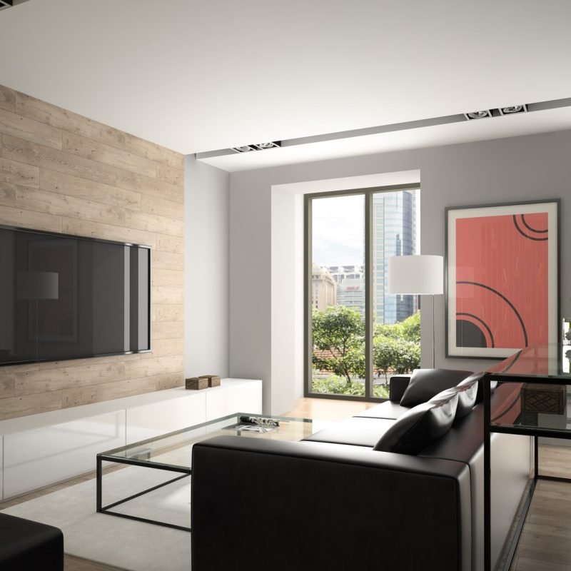 Modern interior design 3D rendering