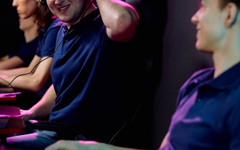 Participants of cyber sport tournament