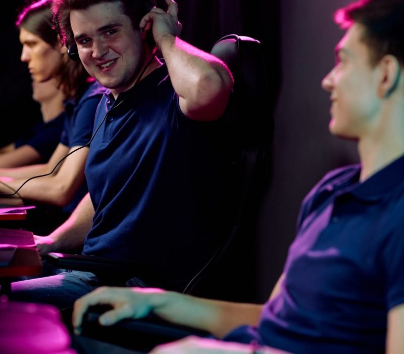 Participants of cyber sport tournament