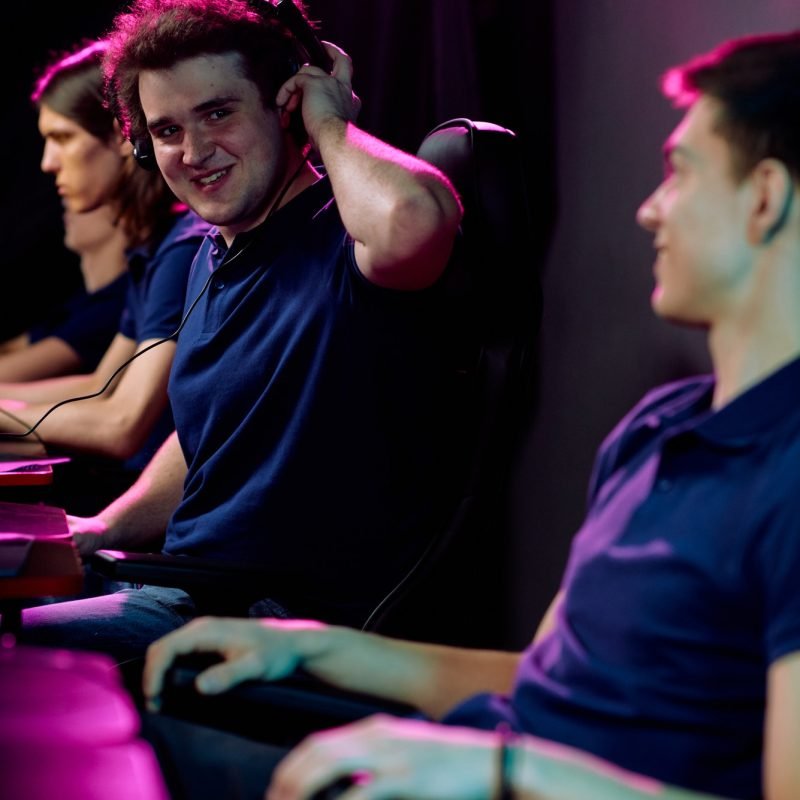 Participants of cyber sport tournament