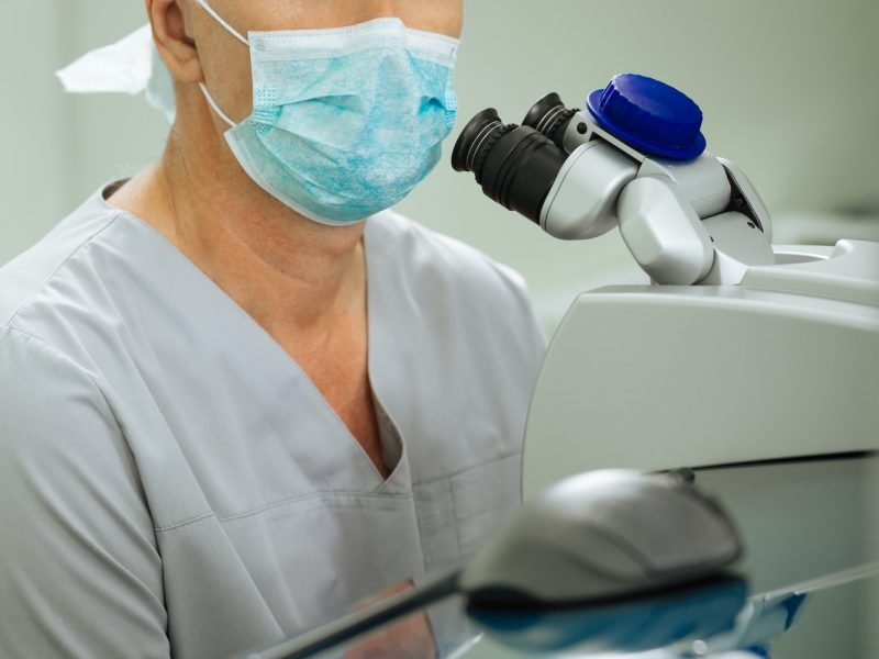 Smart experienced ophthalmologist being ready to work