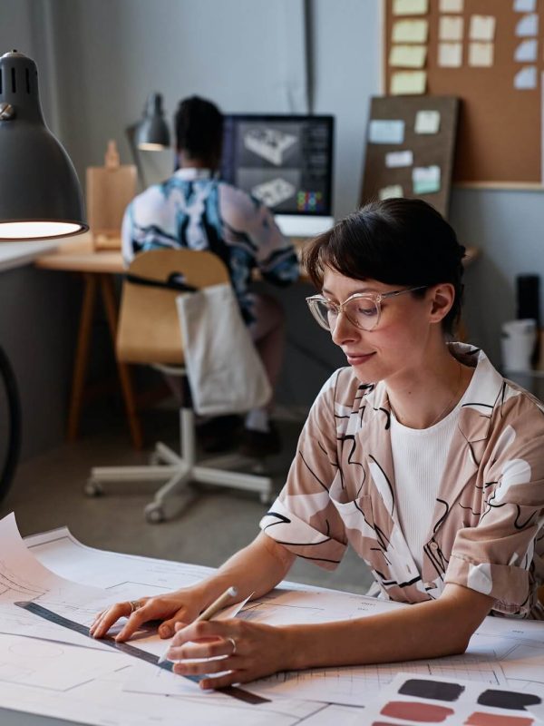 woman-working-on-interior-design-project