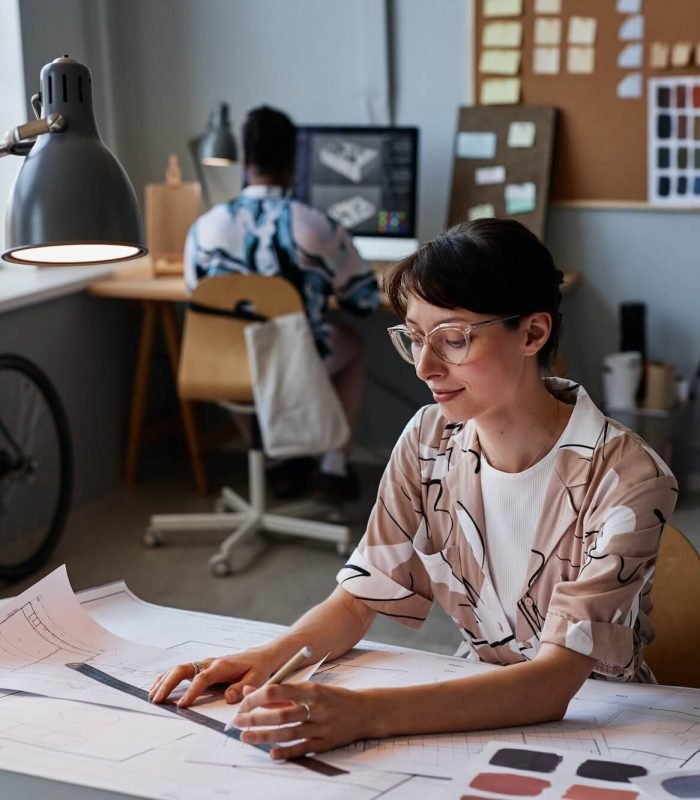 woman-working-on-interior-design-project
