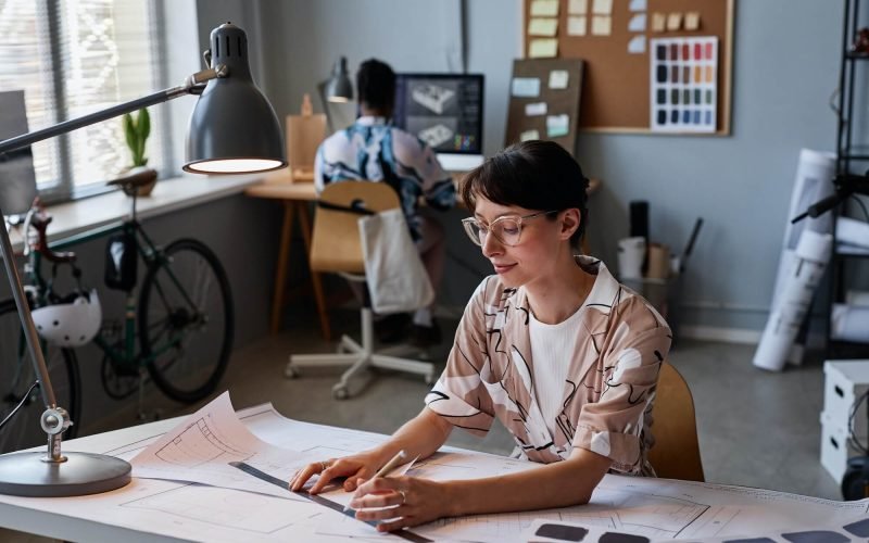 woman-working-on-interior-design-project