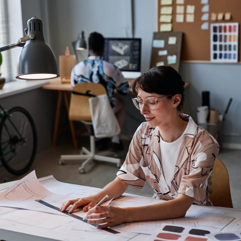 woman-working-on-interior-design-project