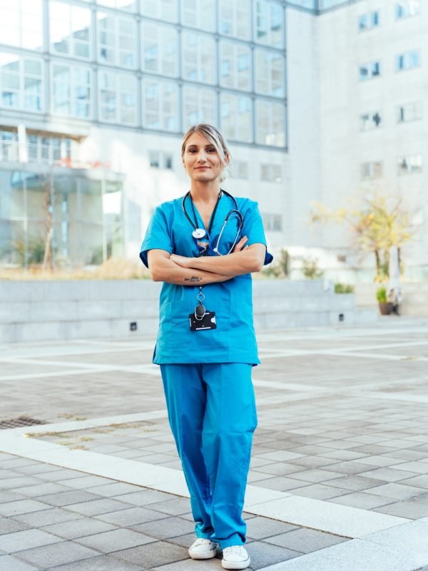 representation of the daily life of a nurse going to work