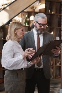 Business couple organizing the event