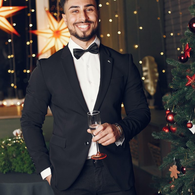 Man in a christmass decorations
